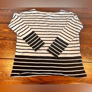 J. Jill Black & White Striped Tee Shirt